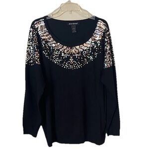 Ashley Stewart Size 22/24 Black Long Sleeve Women’s Sweater With Sequins